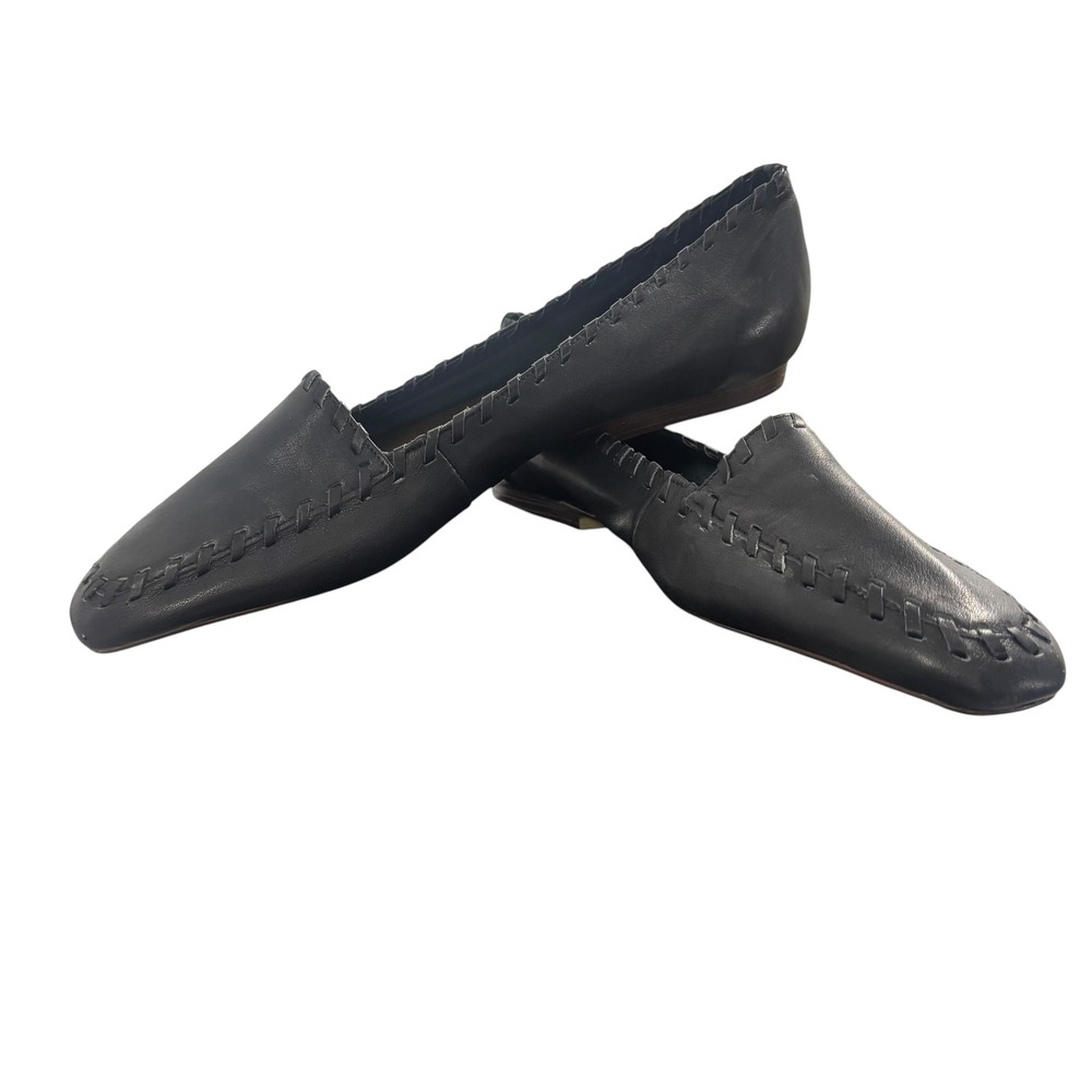 Partners Mervyns Sedona Black Leather Whipstitch Ballet Flats Loafers Womens 11M